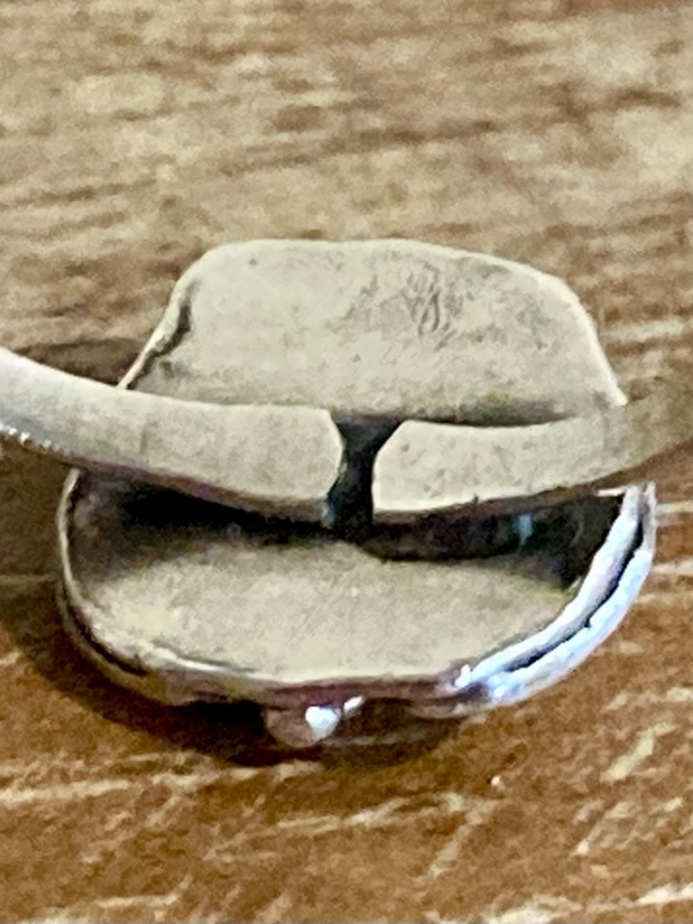 Super Tiny Silver Tone Ring with Turquoise Colored Center • Size 2.25 - Picture 9 of 16